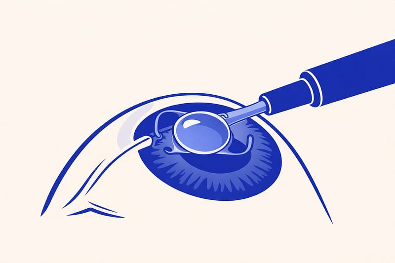 Illustration d’un implant intraoculaire pour corriger un défaut visuel (chirurgie réfractive par implants)