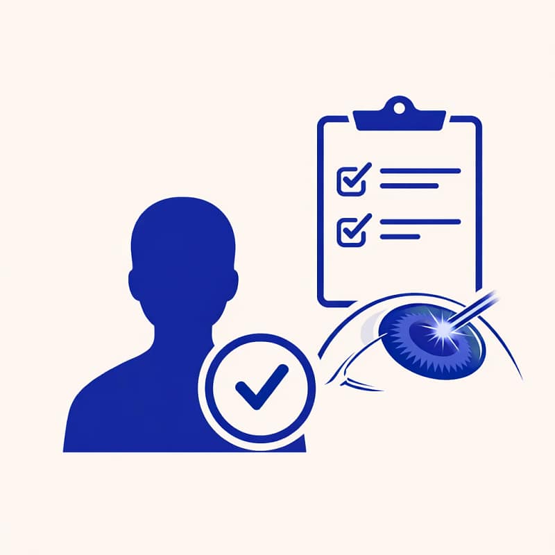 Icône représentant la validation de l’éligibilité du patient à la chirurgie réfractive