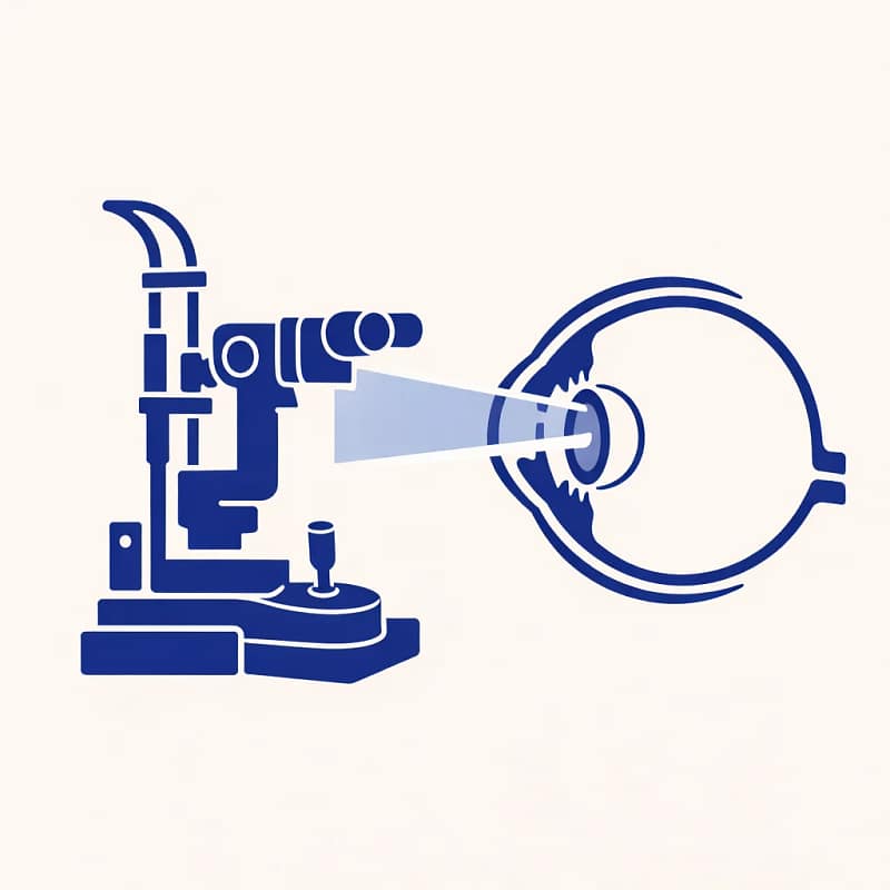 Icône représentant l’examen du segment antérieur de l’œil lors du bilan préopératoire