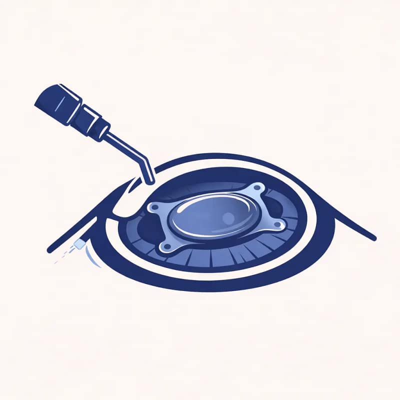 Icône illustrant la pose d’un implant phake (chirurgie réfractive intraoculaire)
