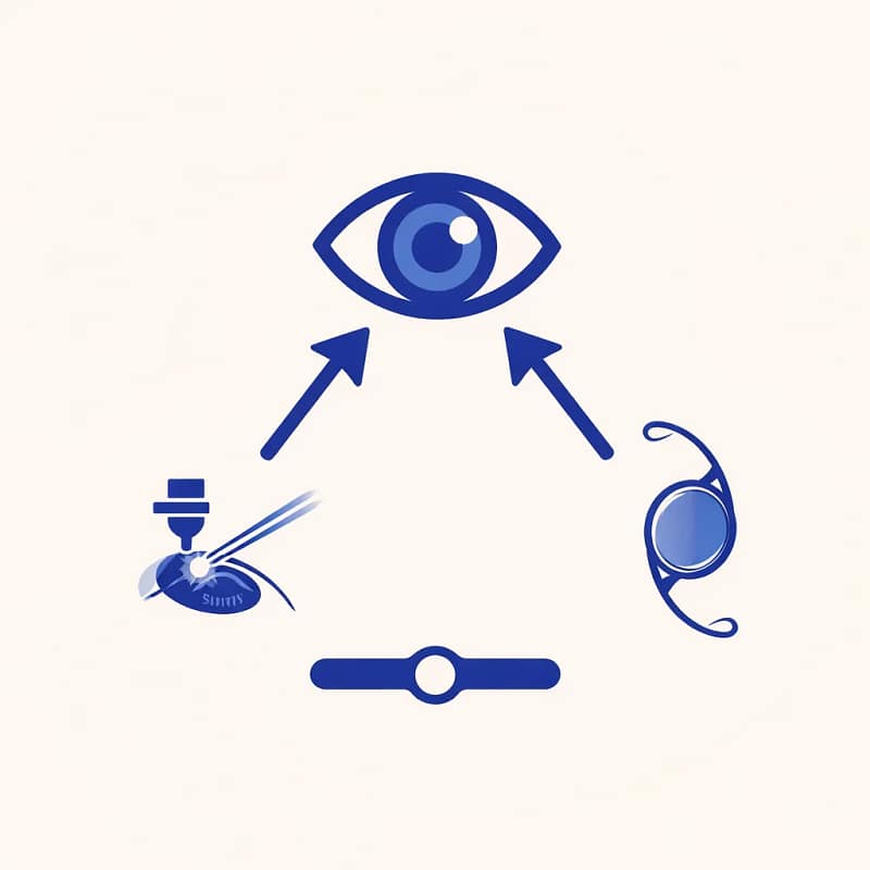 Icône représentant le choix de la technique de chirurgie réfractive (laser ou implants)