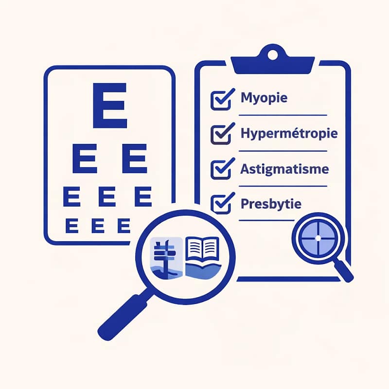 Icône représentant l’identification précise du défaut visuel lors du bilan préopératoire